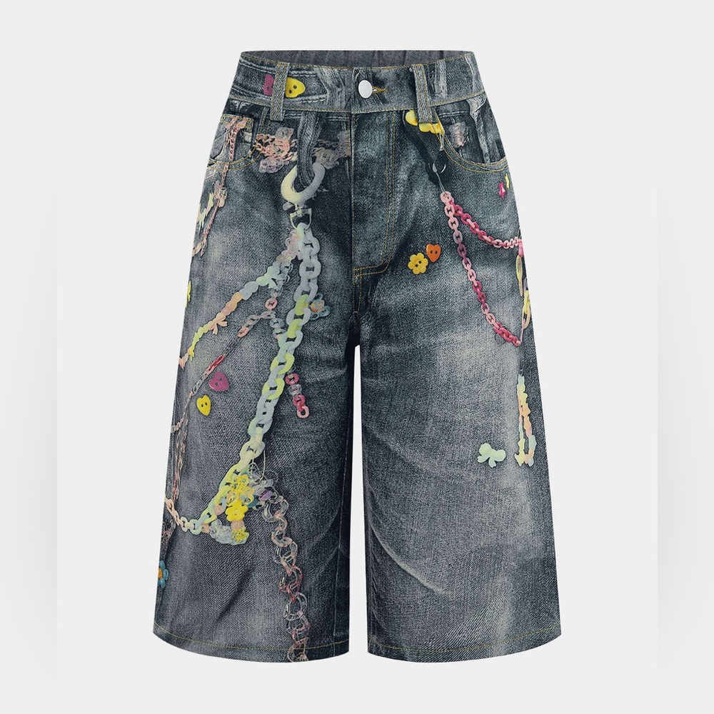 Micas Chain Print Wide Leg Shorts